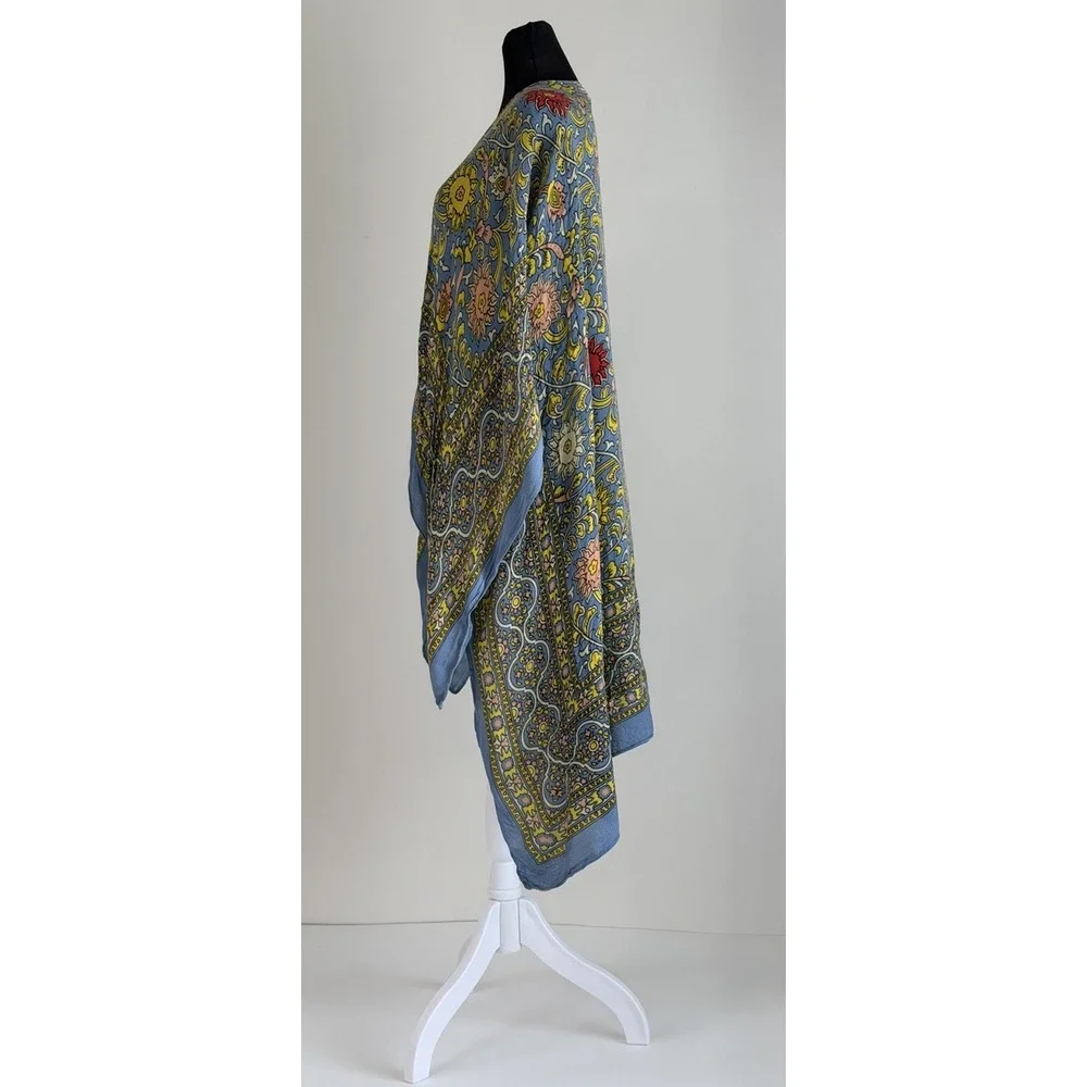 Free People Floral Paisley Kimono Cardigan Boho Open Front Rayon One Size